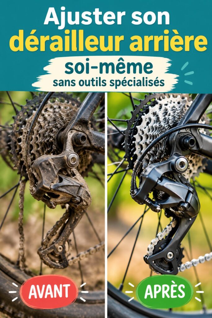 Vélo avec un dérailleur arrière en cours de réglage.