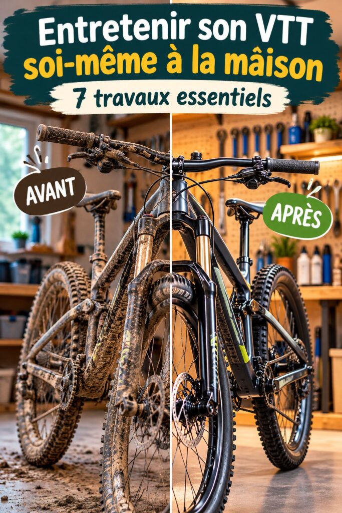 Un outil de maintenance posé sur un VTT prête à être entretenu