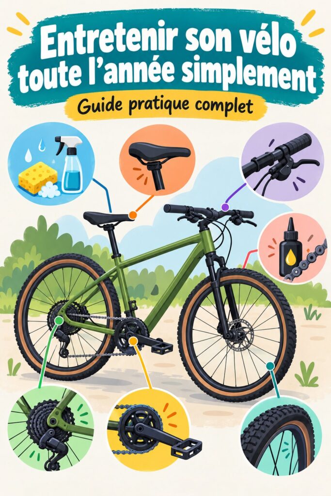 Un cycliste entretient son vélo avec des outils adaptés.